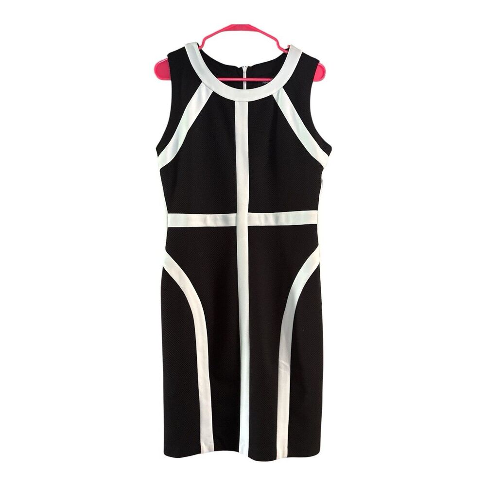 Ronni Nicole Sleeveless Black and White Color Block Sheath Dress Size 10 NEW